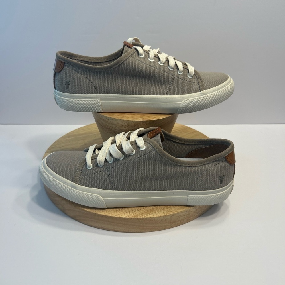FRYE Men's US 9M Gia Canvas Low Top Sneaker in Grey Lace Up Shoe - Picture 2 of 8